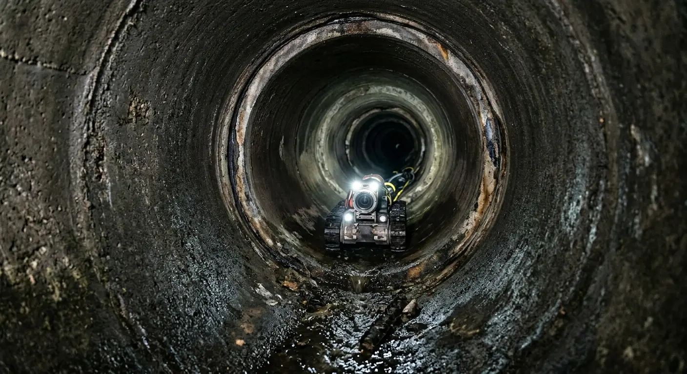 Robotic sewer camera inspecting pipe interior for Sewer Line Cleaning in Metairie